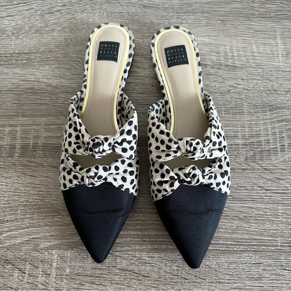 WHBM | Dotted Knotted Flats | Printed Mules